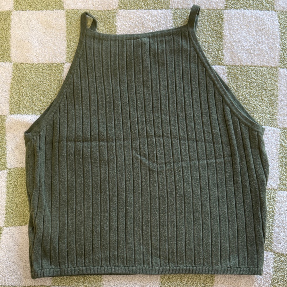 Green Ribbed Tank Top - Picture 2 of 3